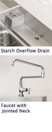 Starch Overflow Drain is Standard, Jointed Neck Faucet is an Option